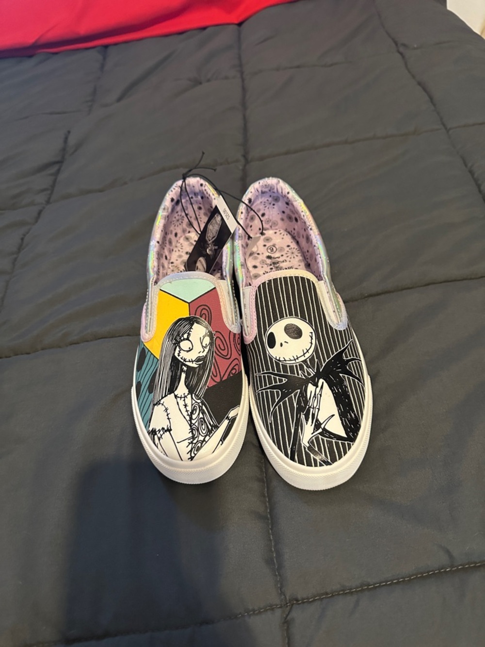 Women's Slip-On Graphic Sneakers - Black & Multicolor
